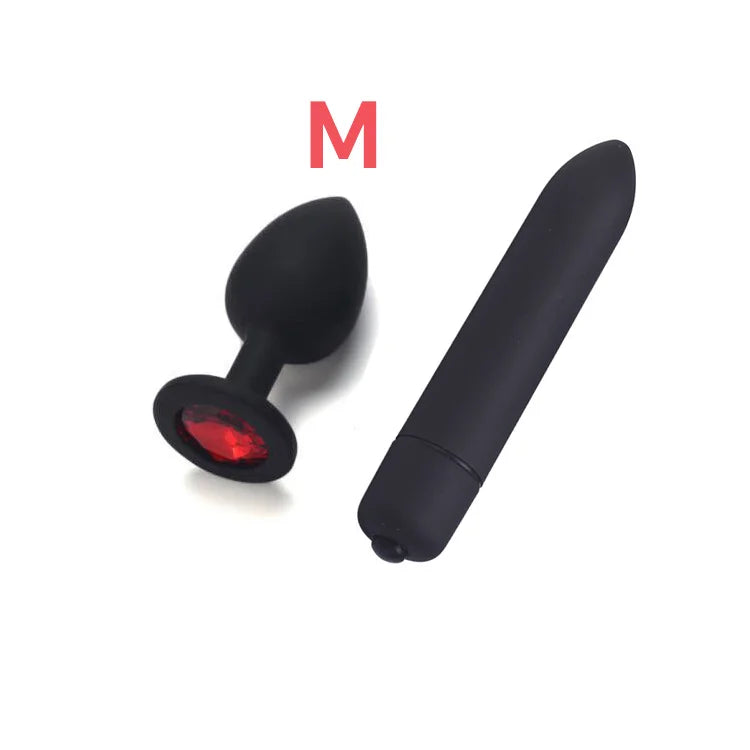 Vibrador con tapón anal