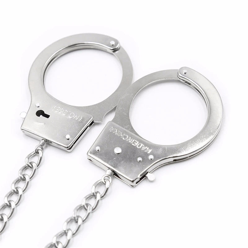 Metal Bondage Handcuffs with Anal Plug