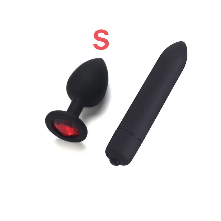 Vibrador con tapón anal