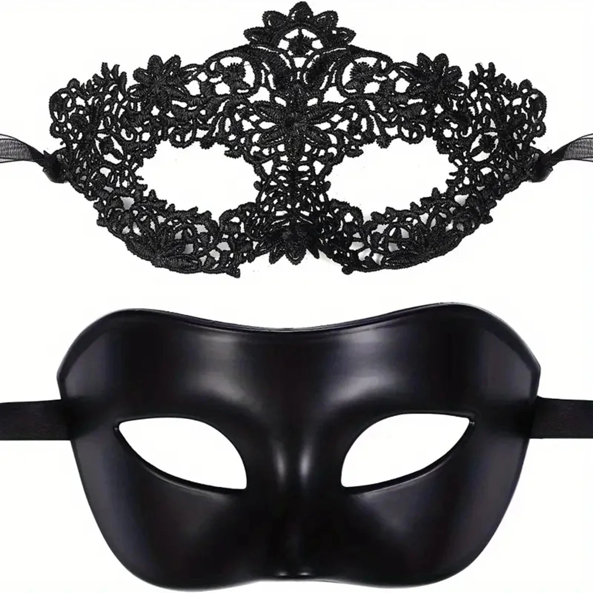 Elegant Black Mask Set for Couples