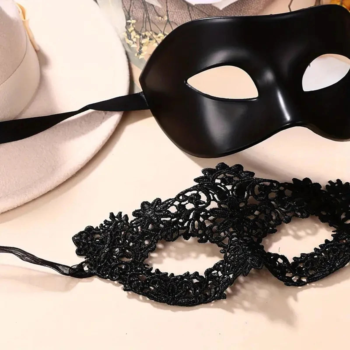 Elegant Black Mask Set for Couples