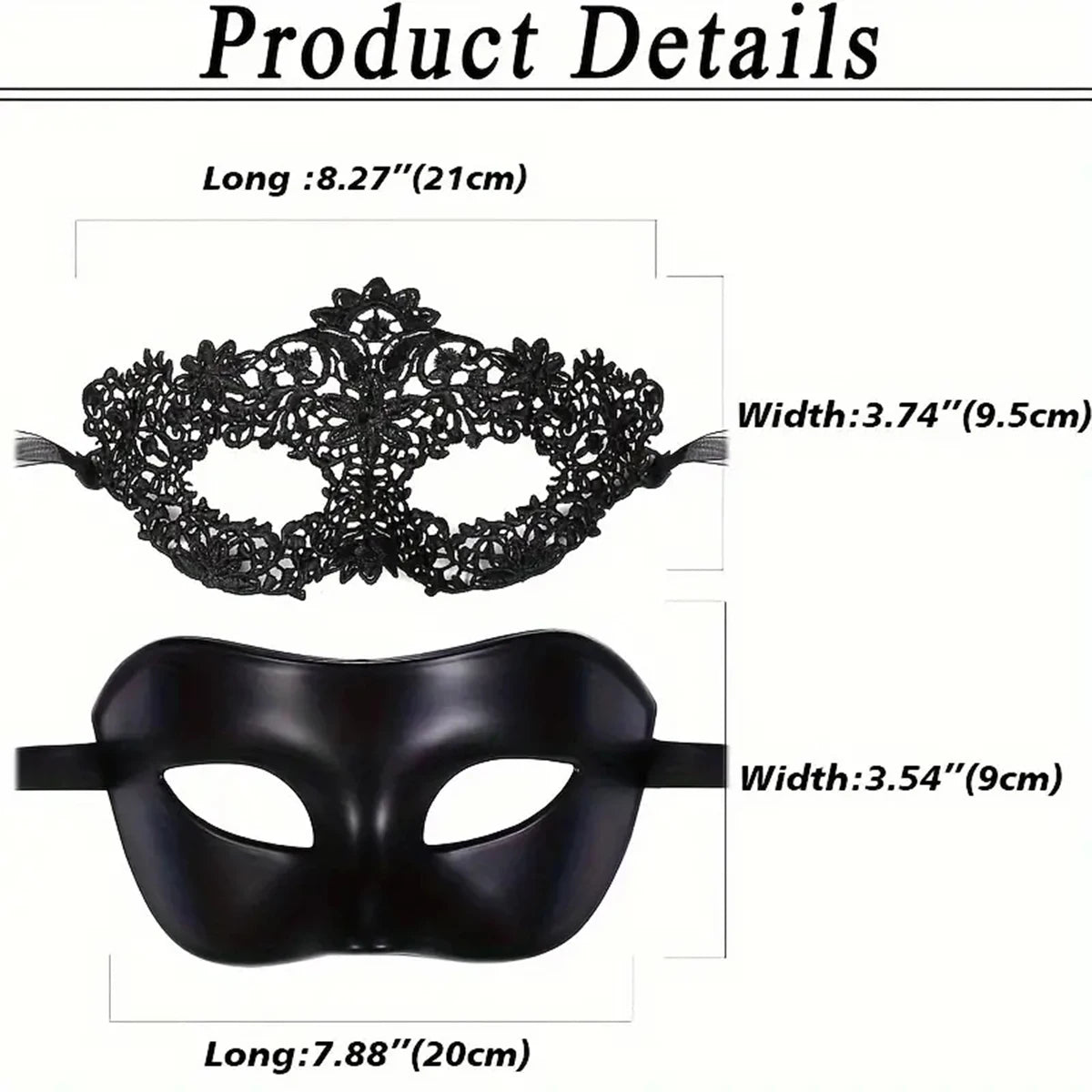 Ensemble de masques noirs élégants pour couples